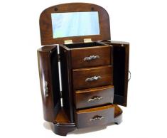 Joyero de madera - armario con puertas laterales, cajones y espejo Mod.2308 (23 x 27 cm)