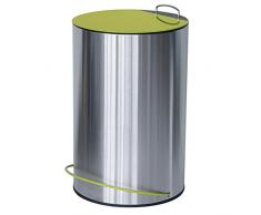 Mondex inx125 – 10 – Papelera de baño (con pedal redondo (acero inoxidable, 5 L), acero inoxidable, verde, 5 L