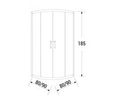 Alta calidad 80x80cm esquina doble puerta de la cabina de ducha ovalada altura 185cm recinto satén