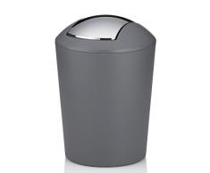 Kela 22272 – Papelera con tapa oscilante (Marta, diámetro 15 cm, 1,7 L, plástico, 15 x 15 x 21 cm, plástico gris