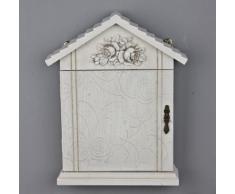 Caja de seguridad flor puerta armario de llaves de madera blanco y beige envejecido Rosali