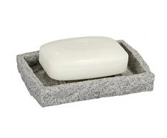WENKO 20439100 Jabonera Granite - efecto piedra, Poliresina, 13.5 x 2.2 x 9.1 cm, Gris