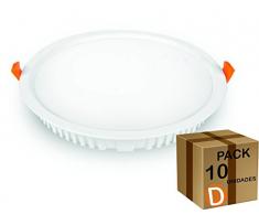 L.H.S ¬ Pack de 10 unidades de Downlight empotrable placa LED, panel LED , 30W redondo marco Blanco, Color Blanco Neutro 4500 - 5000 ºK