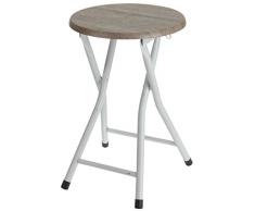 Taburete plegable de madera, con asiento redondo