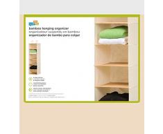 Honey Can Do SFT-01003 - Organizador colgante de armario para ropa u otros accesorios (6 repisas, 2 ganchos tipo percha, lona y bambú)