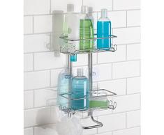 InterDesign - Classico - Estantes para ducha con ventosas - Grande - Plateado