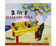 HZY 2 en 1 Juguete Mesa de Playa Cajón de Arena y Agua Alta Calidad de Plástico Tiene Muchos Pequeños Juguetes Incluye Piscina Tina de Baño o Cinéticos Juguetes Regalo para Niños