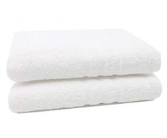 ZOLLNER® Juego de 2 toallas de baño / toallas de ducha / toallas de cuerpo 100x150 cm de rizo blancas, 100% algodón, del especialista en textiles para hostelería y gastronomía, serie "Amalfi"