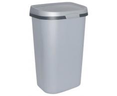 Allibert 211661 Mistral - Papelera con tapa (polipropileno, 39,9 x 31,7 x 62,4 cm), color gris oscuro y claro