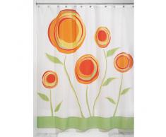 InterDesign Marigold Cortina de baño de diseño | Cortina de ducha con ojales | 180 x 200 cm | Cortinas modernas con estampado de flores para ducha o bañera | Poliéster rojo/naranja