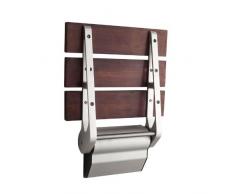 Hudson Reed Asiento Plegable Para Ducha o Bañera en Madera Sólida Acabado Oscuro - Silla Abatible Reforzada Con Bisagaras Cromadas - Banco Montaje Pared Soporta Hasta 150kg - Accesorios Diseño Para Baño Hogar