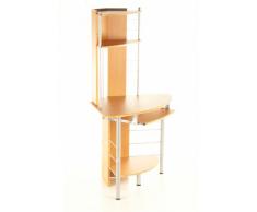 HJH Office 673791 Corner Maxx - Mesa esquinera para ordenador, color aluminio y haya