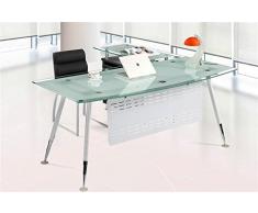 Set mesa de oficina mueble ala a izquierda cristal blanco 180x85 cm
