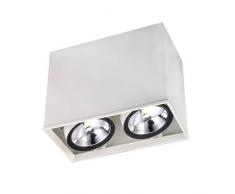 Foco de superficie para techo tipo Kardan Citera, housing para 2 luminarias led AR111 (Bombillas led AR111 no incluidas)