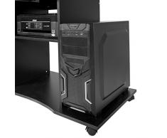 Harima - Mesa Esquinera para Ordenador Mueble Torre Escritorio Oficina Mackinac Profesional en color Negro con estante extraíble para el teclado Inicio PC de escritorio