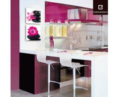 Eurographics DG-DT2084 - Cristal con póster decorativo (20 x 20 cm), diseño de piedras zen con flor rosa