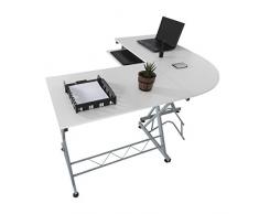Mari Home Westfield - Escritorio de esquina para oficina o casa, grande, color blanco, para ordenador, con una bandeja para teclado