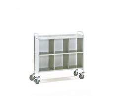 Fetra Oficina carro 150 kg, superficie de carga 1080 x 350 mm, con 3 estantes, 1 trasera de divisores y 2