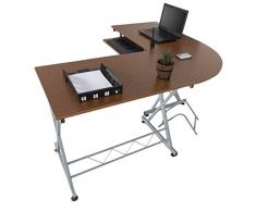 Harima - Mesa Esquinera para Ordenador Mueble Torre Escritorio Oficina Bixby Profesional en color Nogal con estante extraíble para el teclado Inicio PC de escritorio