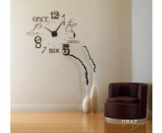 Vinilo de pared: Decoración de pared con reloj número internacional Para el salón la oficina (reloj=Negro//Color=070 Negro)