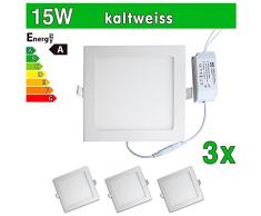 LEDVero SMD 2835 ultrafina 3 x Panel LED, 15 W, cuadrado lámpara de techo empotrables en foco, luz blanca fría SP199