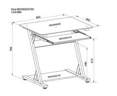 SixBros. Mesa de ordenador Vidrio lustre negro - CT-3312D/1131