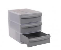 Rotho cajones SysteMix Tower de plástico, estante, para escritorio de oficina, transparente, plástico, transparent/grau, pequeño
