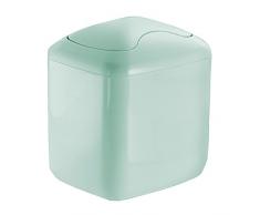 InterDesign Una Papelera con tapa basculante | Papelera pequeña para el escritorio o el lavabo | Ideal como papelera de baño o papelera de escritorio | Plástico verde menta