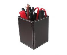 KINGFOM ™ piel cuadrado plumas lápices soporte organizador de escritorio oficina accesorios de escritorio