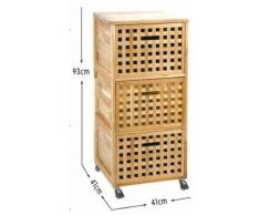 Cajonera con ruedas y 3 cajones nogal - 93 x 41 cm
