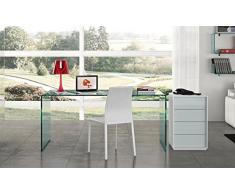 MESA DE OFICINA Y ESTUDIO ESCRITORIO CRISTAL CURVADO 150X80CM ACABADO TRANSPARENTE MODELO NORWICH- OFERTAS HOGAR Y OFICINA -¡AL MEJOR PRECIO!
