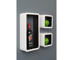 Estante de 3 sets en forma de cubo para Sala, Estantería para libros, estilo retro 70s, para fijar en la pared, en blanco y negro mate