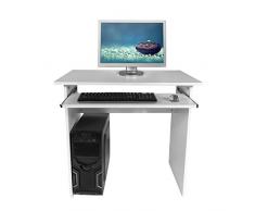 Harima - Mesa Esquinera para Ordenador Mueble Torre Escritorio Oficina Humber Profesional en color Blanco con estante extraíble para el teclado Inicio PC de escritorio