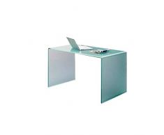 MESA DE OFICINA Y ESTUDIO ESCRITORIO CRISTAL CURVADO 126X70CM ACABADO BLANCO MODELO GENEVA- OFERTAS HOGAR Y OFICINA -¡AL MEJOR PRECIO!