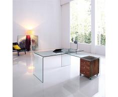 Conjunto escritorio oficina + mesa ala de cristal transparente