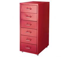 Ikea Helmer - Cajonera con ruedas (acero, 6 cajones, 28 x 43 x 69 cm), color plateado