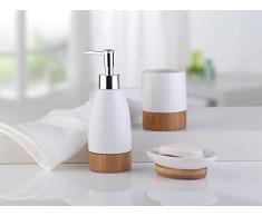 Axentia Portacepillos 677861 Premium, accesorios de baño, WC de accesorios de alta calidad cerámica y bambú, soporte para cepillo de dientes como Moderno Baño Accesorio, redonda portalápices para oficina, cocina y habitación