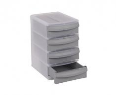 Rotho cajones SysteMix Tower de plástico, estante, para escritorio de oficina, transparente, plástico, transparent/grau, XS