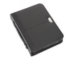 Archivador Carpeta de Anillas y Cremallera A4 de Cuero Negro para Conferencias, Reuniones, Negocios y Trabajo