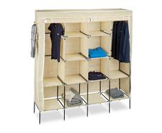 Relaxdays Valentin armario plegable, Metal y tela y material sintético, Beige, 43 x 167 x 181 cm