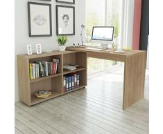 vidaXL – Escritorio de esquina (4 estantes ordenador estudio oficina en casa mesa muebles roble/blanco Oak