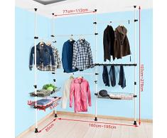 SoBuy® Telescopio Sistema Armario Herkules, Sistema de perchero extensible, metal y plástico, FRG38, ES