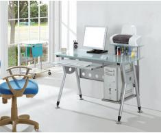 SixBros. Mesa de ordenador Vidrio/gris plateado - CT-3783/40 - Vidrio claro - Estructura gris plateado