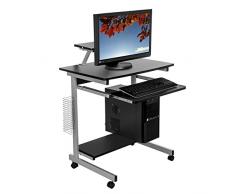 Harima - Mesa Esquinera para Ordenador Mueble Torre Escritorio Oficina Capilano Profesional en color Negro con estante extraíble para el teclado Inicio PC de escritorio con Ruedas