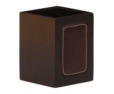 SouvNear oscuro Marrón Coco titular de la pluma hecha a mano en madera con cuero de Trabajo Taza del lápiz Organizador - Oficina / accesorios de escritorio