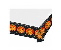 Sobremesa infantil Mantel calabaza Halloween Mantel de mesa Carpeta con caras de calabaza Cubremesas lavable fiesta de niños Cubre mesa noche de brujas Tapete hule ornamental de mesa