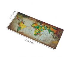 JIALONG Alfombrilla de ratón grande Alfombrilla Gaming ratón láser, óptico XXL 900x400mm, lavable, base de caucho para Gamers Ordenador, PC y Portátil (Mapa Mundi)
