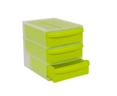 Rotho cajones SysteMix Tower de plástico, estante, para escritorio de oficina, transparente, plástico, Transparente/verde, pequeño