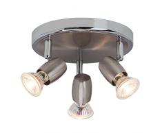 Brilliant G54834/77 Wesley - Lámpara de techo (GU10, 3 focos orientables led de 2,5 W, 220 lm, 3000 K, metal), color gris hierro y cromo