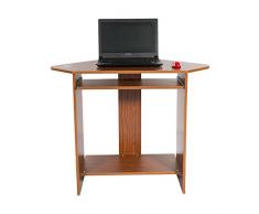 Harima - Mesa Esquinera para Ordenador Mueble Torre Escritorio Oficina Donghai Profesional en color Nogal con estante extraíble para el teclado Inicio PC de escritorio